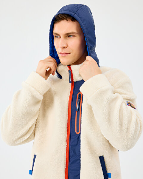 Skechers M Outdoor Fleece Full Zip Sherpa Erkek Beyaz Mont S242039-102-5