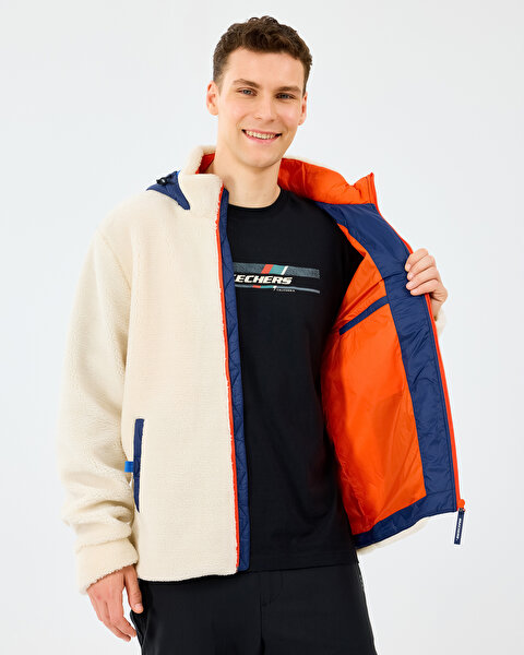 Skechers M Outdoor Fleece Full Zip Sherpa Erkek Beyaz Mont S242039-102-7