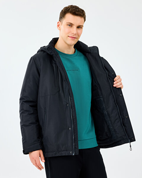 Skechers M Coated Jacket Erkek Siyah Mont S242046-3817-4