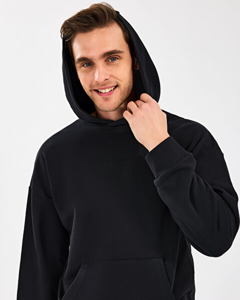 Skechers M Essential Hoodie Sweatshirt Erkek Siyah Sweatshirt S242110-001-2