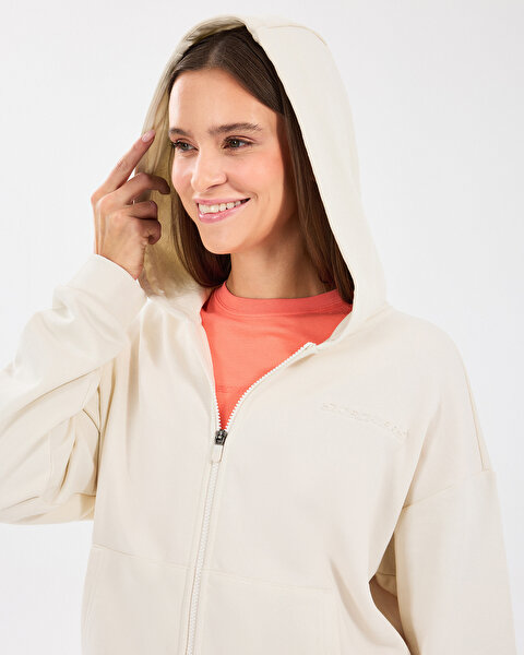 Skechers W Essential Full Zip Sweatshirt Kadın Beyaz Sweatshirt S242117-102-3