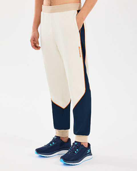 Skechers M Diagonal Lw Fleece Jogger Sweatpant Erkek Beyaz Eşofman Altı S2510037-102-3