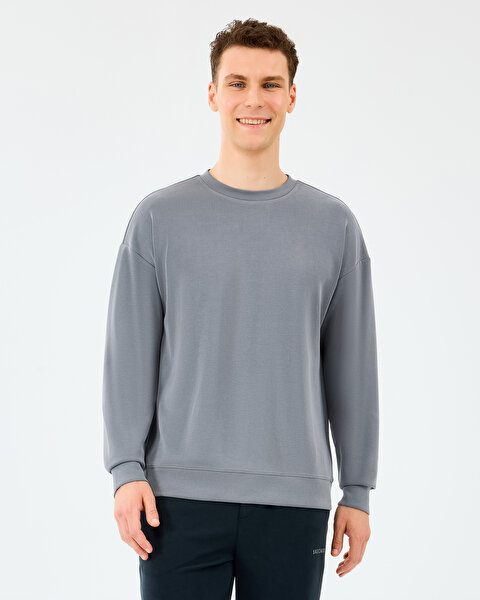 M Loose Crewneck Sweatshirt Erkek Gri Sweatshirt S2510041-1767