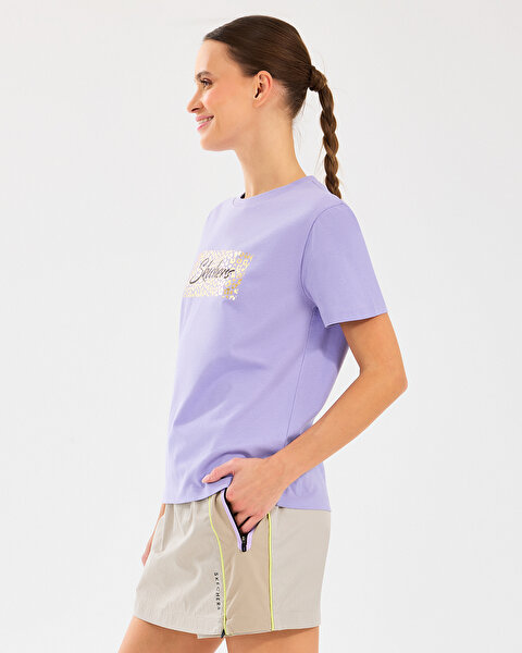 Skechers W Regular Fit Graphic Tee T-shirt Kadın Mor Tshirt S2510141-505-1