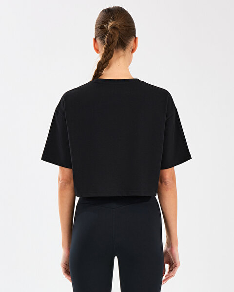 Skechers W Crop Fit Graphic Tee T-shirt Kadın Siyah Tshirt S2510144-001-4