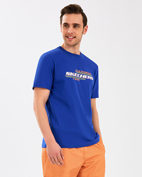 Skechers M Lightweight Graphic Tee T-shirt Erkek Mavi Tshirt S2510160-403-3