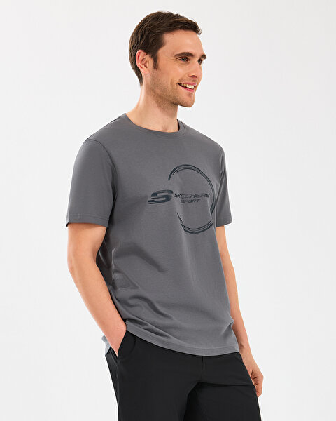 Skechers M Lightweight Graphic Tee T-shirt Erkek Gri Tshirt S2510161-003-1