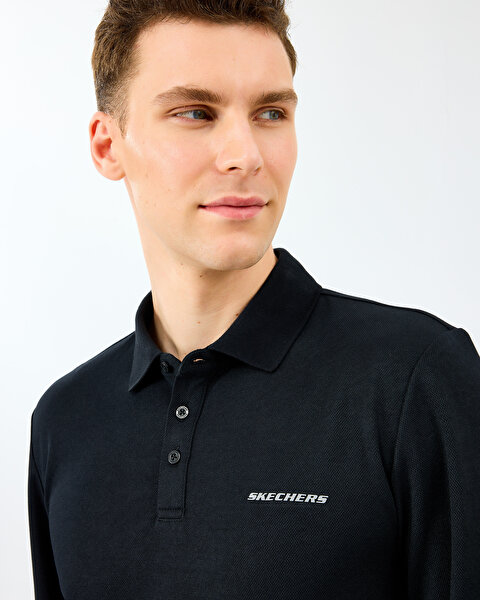 Skechers M Long Slv Polo Erkek Siyah Polo Yaka Tshirt S2520061-3817-5