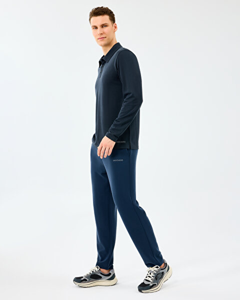 Skechers M Long Sleeve Modal Polo Polo Erkek Siyah Polo Yaka Tshirt S2520085-3817-4