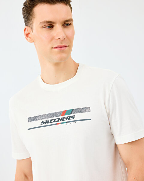 Skechers M Light Fabrict-shirt Erkek Beyaz Tshirt S2520114-3855-3