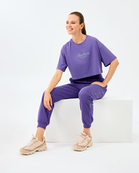 Skechers W Heavy Fabric T-shirt Kadın Mor Tshirt S2520183-0277-3