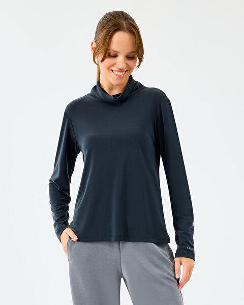 Skechers W Turtle Neck Longsleeve Softluxe T-shirt Kadın Siyah Tshirt S2520185-3817-3