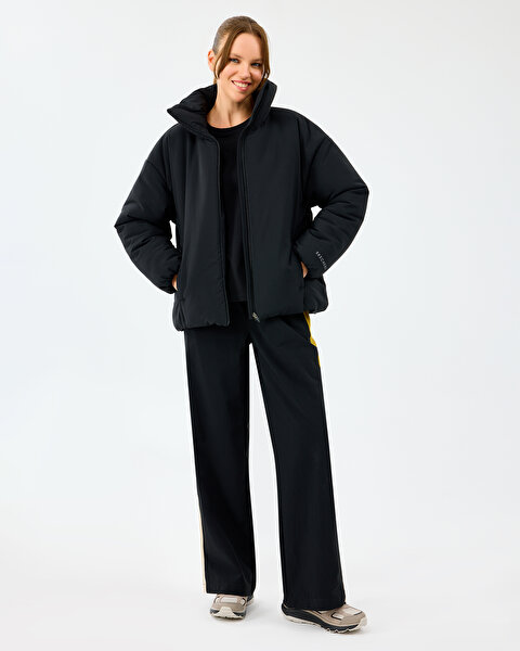 Skechers W Crop Puffer Jacket Kadın Siyah Mont S2520198-3817-5