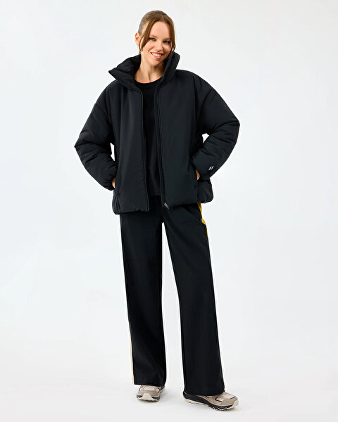 Skechers W Crop Puffer Jacket Kadın Siyah Mont S2520198-3817-5