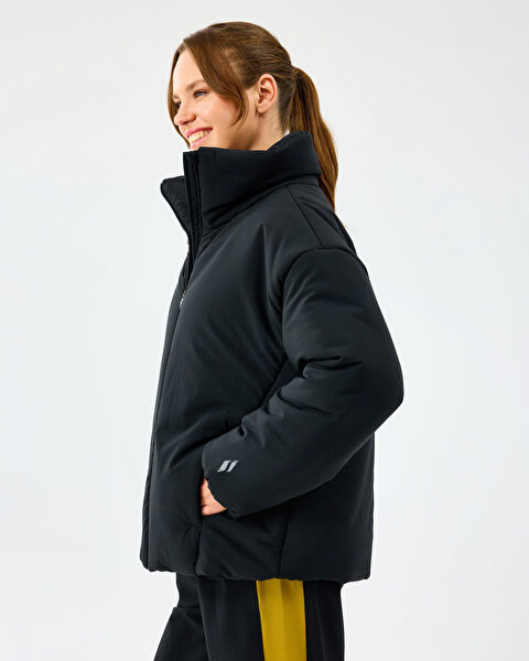 Skechers W Crop Puffer Jacket Kadın Siyah Mont S2520198-3817-3