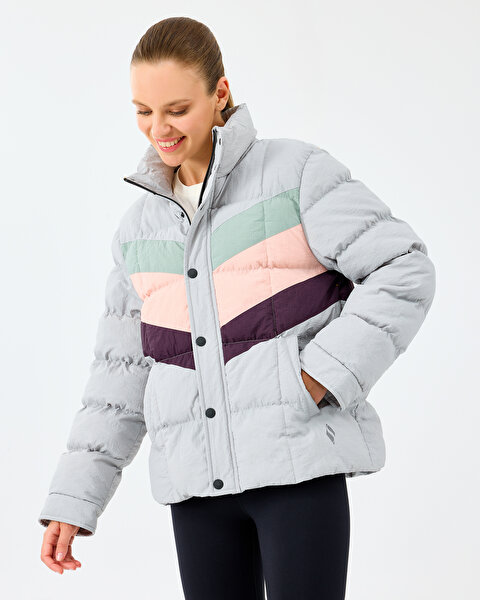 Skechers W Puffer Jacket Kadın Gri Mont S2520207-2568-2