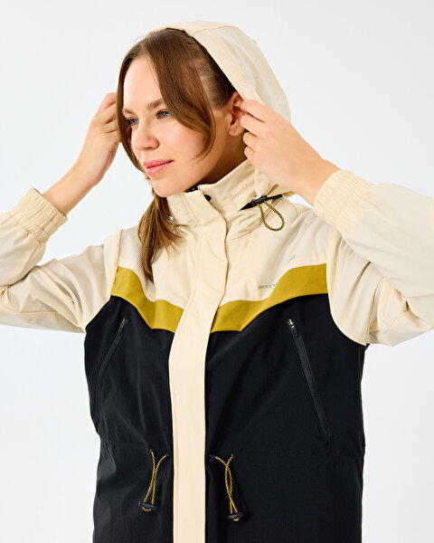 Skechers W Adjustable Waisted Full Zip Micro Jacket Kadın Beyaz Mont S2520208-1983-6