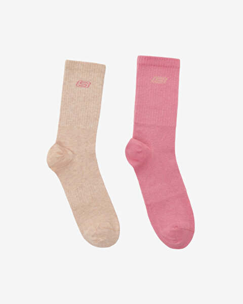 Skechers 2'Li Paket Athleisure S Logo Uzun Çorap Unisex Pembe Çorap S2520318-3706-1
