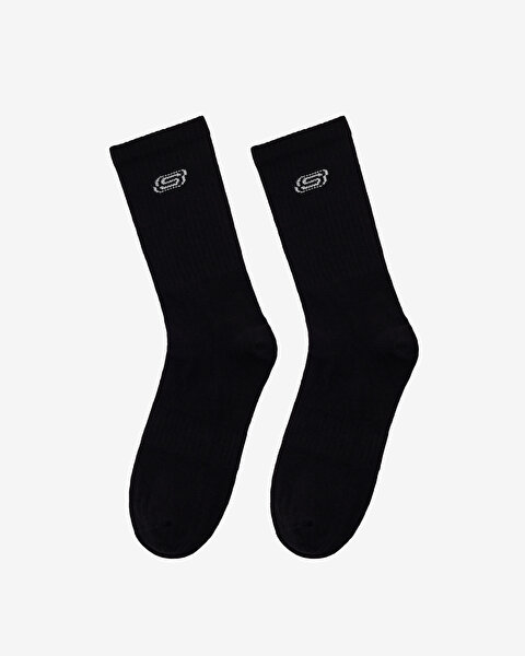 2'Li Paket Athleisure S Logo Uzun Çorap Unisex Siyah Çorap S2520318-3817