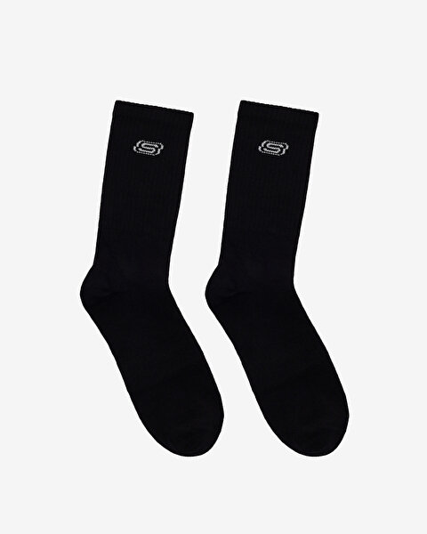Skechers 2'Li Paket Athleisure S Logo Uzun Çorap Unisex Siyah Çorap S2520318-3817-1