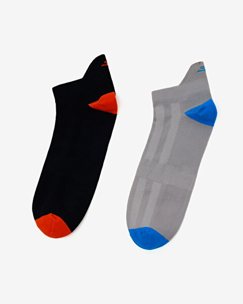2'Li Paket Performance Topuk Korumalı Çorap Unisex Siyah-gri S2520325-3474