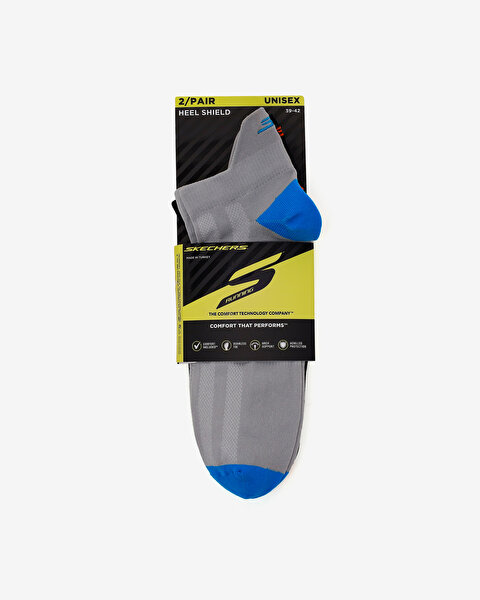 Skechers 2'Li Paket Performance Topuk Korumalı Çorap Unisex Siyah-gri  S2520325-3474-3