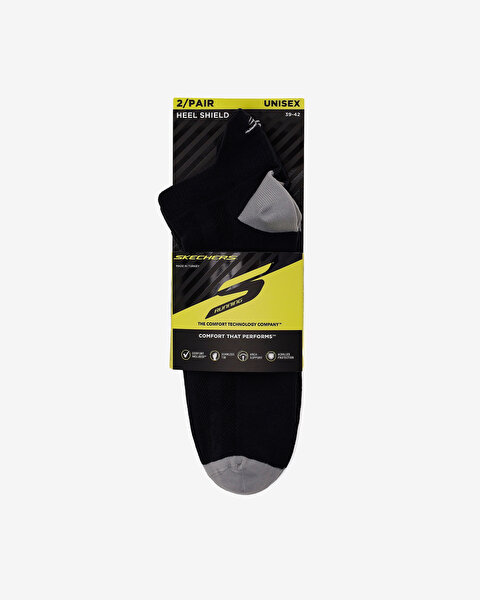 Skechers 2'Li Paket Performance Topuk Korumalı Çorap Unisex Siyah  S2520325-3817-3