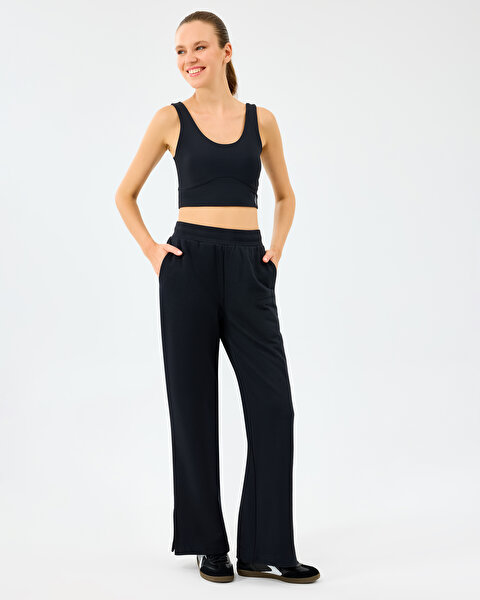 Skechers W Essential Wide Leg Regular Fit Sweatpant Kadın Siyah Eşofman Altı S2610010-3817-3