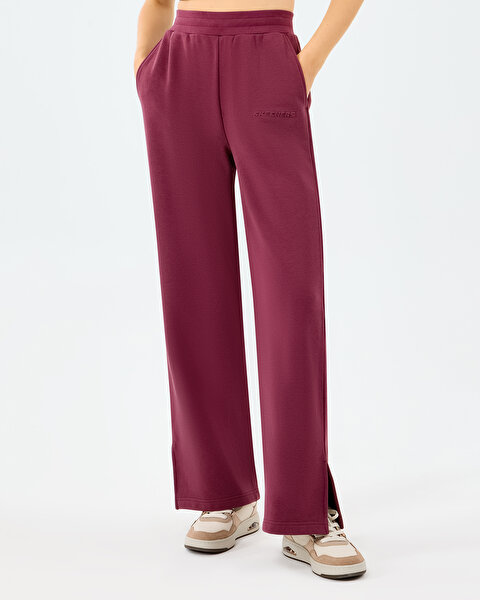 W Essential Wide Leg Regular Fit Sweatpant Kadın Bordo Eşofman Altı S2610010-3877