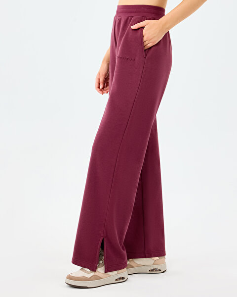Skechers W Essential Wide Leg Regular Fit Sweatpant Kadın Bordo Eşofman Altı S2610010-3877-1
