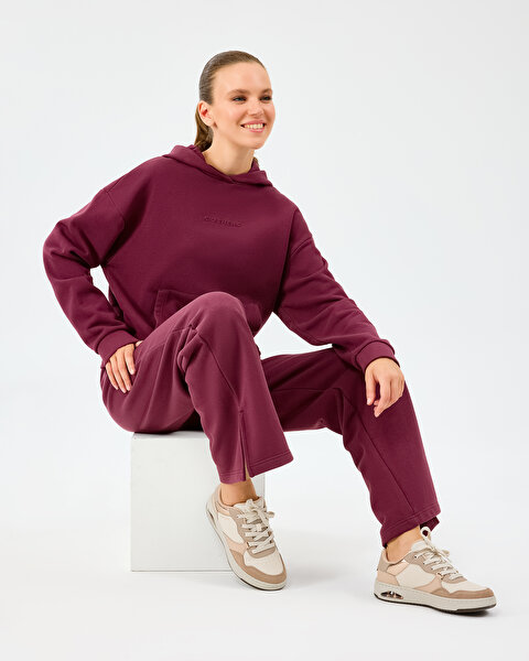 Skechers W Essential Hoodie Sweatshirt Kadın Bordo Sweatshirt S2610013-3877-3