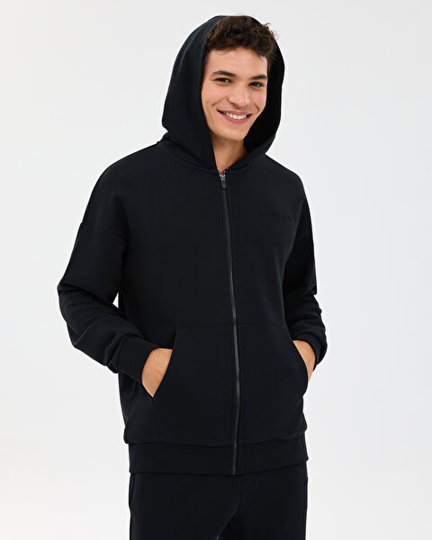 M Essential Full Zip Hoodie Sweatshirt Erkek Siyah Sweatshirt S2610014-3817