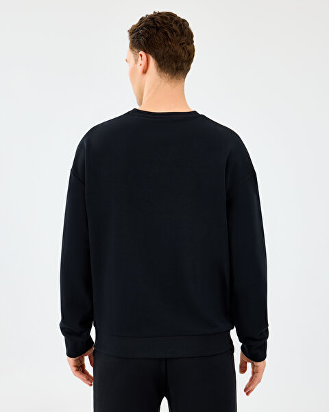 Skechers M Essential Crewneck Sweatshirt Erkek Siyah Sweatshirt S2610015-3817-2