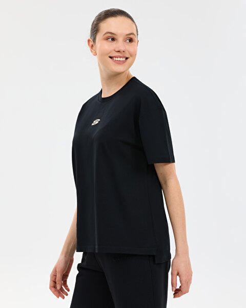 Skechers W Graphic T-shirt Short Sleeve T-shirt Kadın Siyah Tshirt S2610017-3817-1