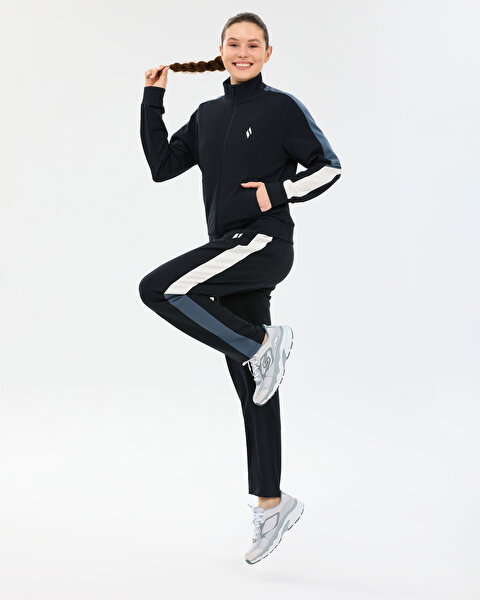 Skechers W Colour Block Track Suit Kadın Siyah Eşofman Takımı S2610027-3817-3
