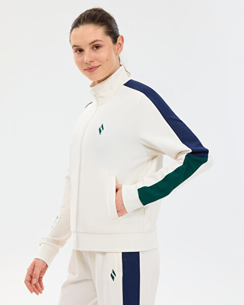 Skechers W Colour Block Track Suit Kadın Beyaz Eşofman Takımı S2610027-3855-1