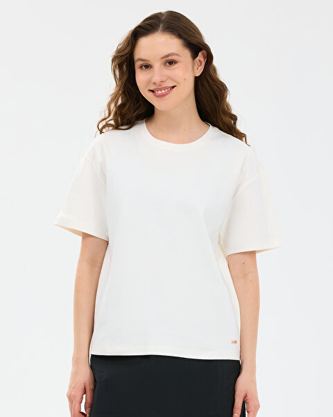 W Loose Fit T-shirt Kadın Beyaz Tshirt S2610046-3855