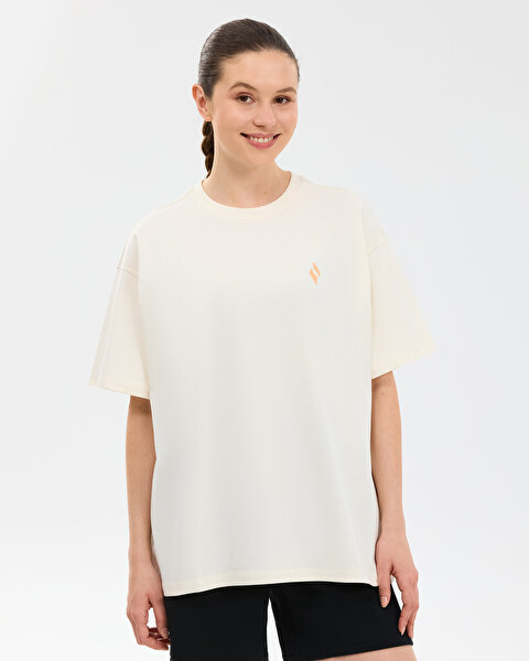 W Oversize Fit Graphic T-shirt Kadın Beyaz Tshirt S2610052-3855