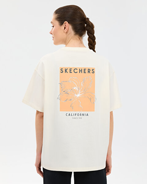 Skechers W Oversize Fit Graphic T-shirt Kadın Beyaz Tshirt S2610052-3855-2