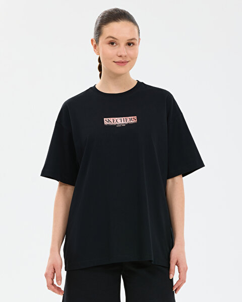 W Oversize Fit Graphic T-shirt Kadın Siyah Tshirt S2610063-3817