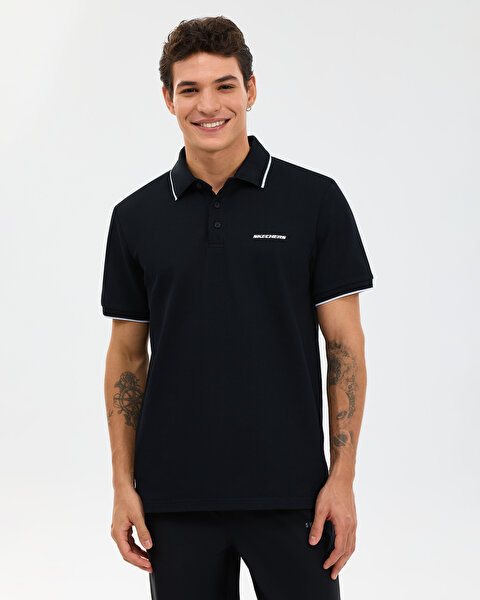 M Piping Detail Polo Polo Erkek Siyah Polo Yaka Tshirt S2610078-3817