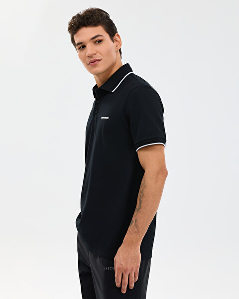 Skechers M Piping Detail Polo Polo Erkek Siyah Polo Yaka Tshirt S2610078-3817-1
