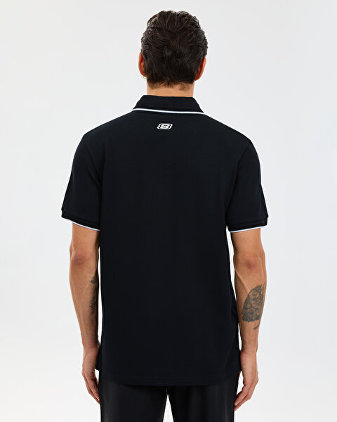 Skechers M Piping Detail Polo Polo Erkek Siyah Polo Yaka Tshirt S2610078-3817-2