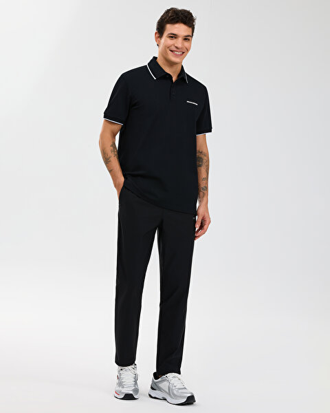 Skechers M Piping Detail Polo Polo Erkek Siyah Polo Yaka Tshirt S2610078-3817-3
