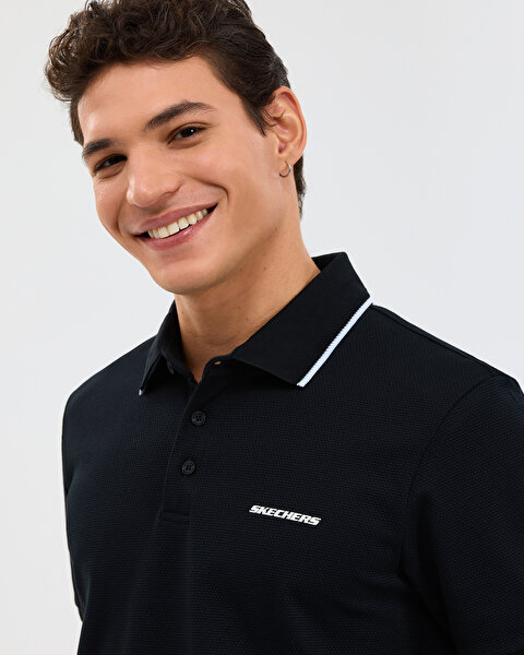 Skechers M Piping Detail Polo Polo Erkek Siyah Polo Yaka Tshirt S2610078-3817-4
