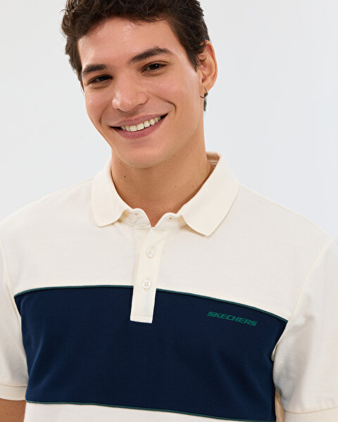Skechers M Colourblock Polo Erkek Beyaz Polo Yaka Tshirt S2610081-3855-3