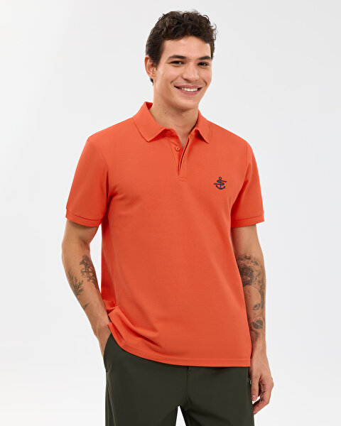 M Logo Printed Polo Erkek Kırmızı Polo Yaka Tshirt S2610085-0101