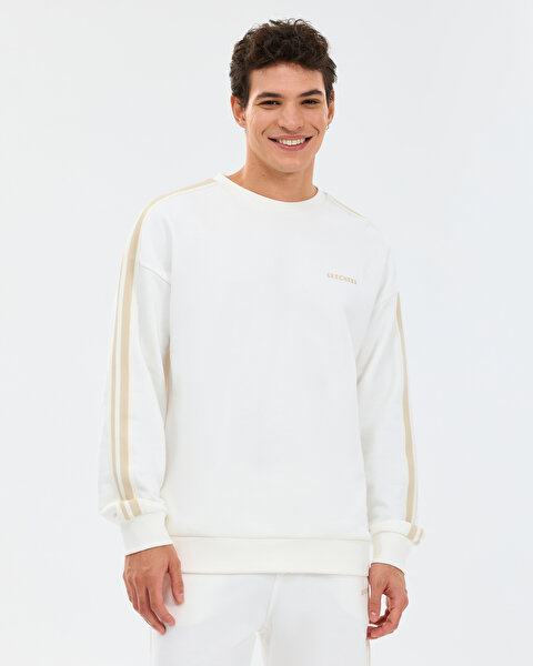 M Lw Fleece Crew Neck Sweatshirt Erkek Beyaz Sweatshirt S2610103-3855