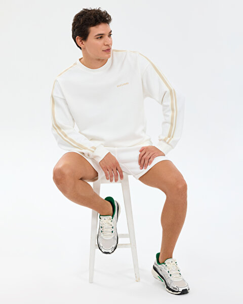 Skechers M Lw Fleece Crew Neck Sweatshirt Erkek Beyaz Sweatshirt S2610103-3855-4