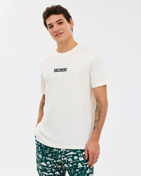 Skechers M Regular T-shirt Erkek Beyaz Tshirt S2610115-3855-1